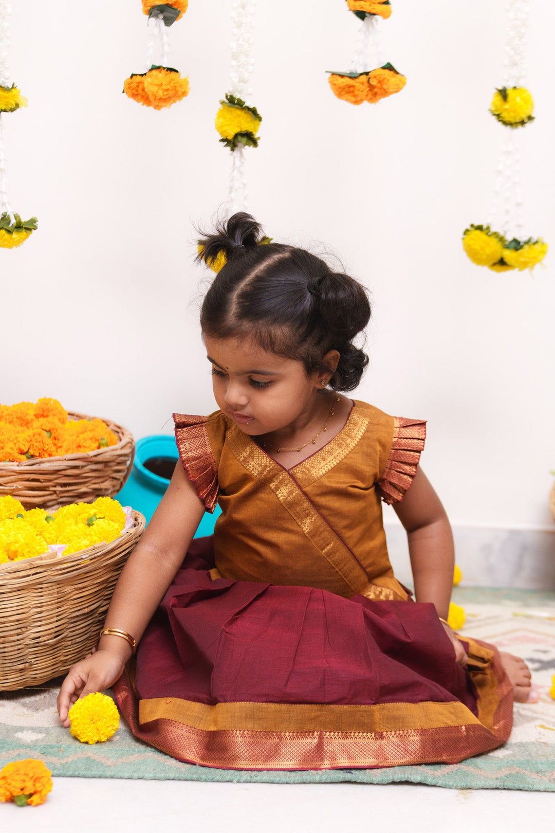 Shanmathi Maroon & Mustard Mini | Made To Order