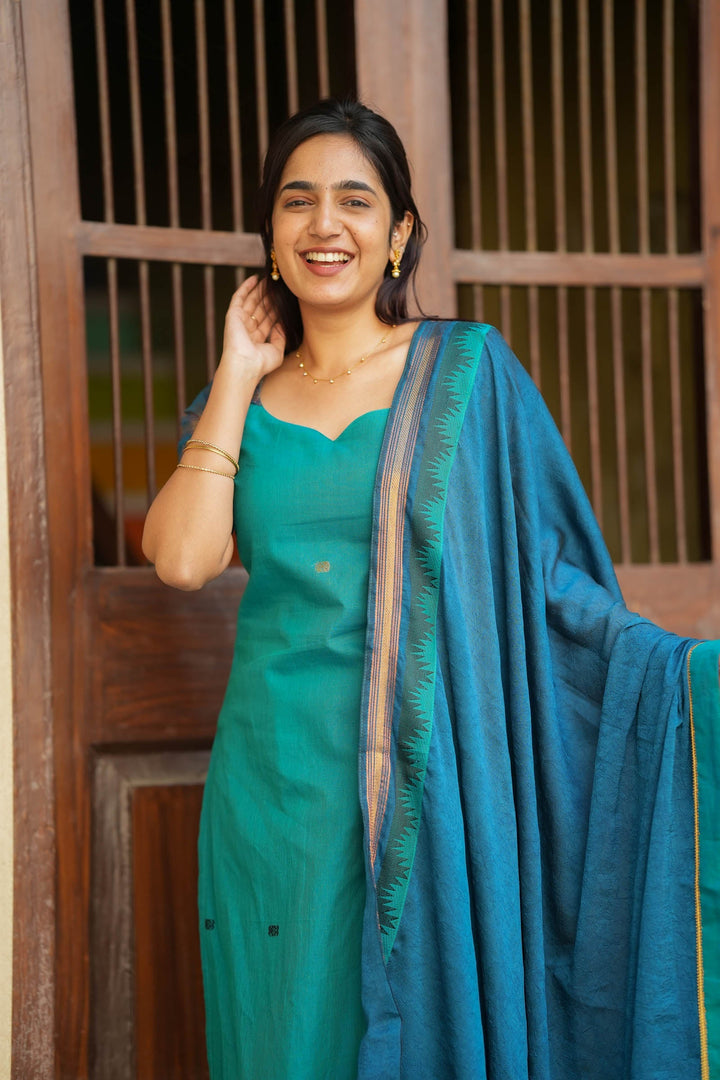Madhuri Blue Kurti Set (Set of 2) | Made to Order | SHOBITAM