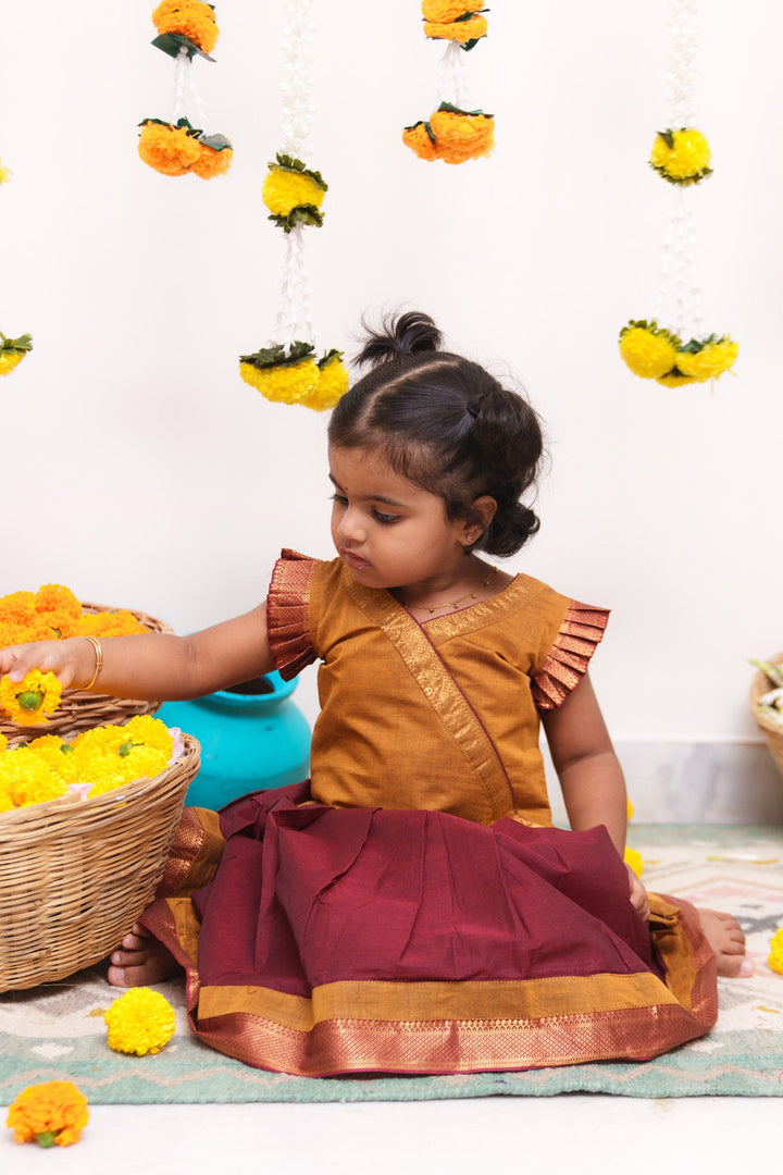 Shanmathi Maroon & Mustard Mini | Made To Order