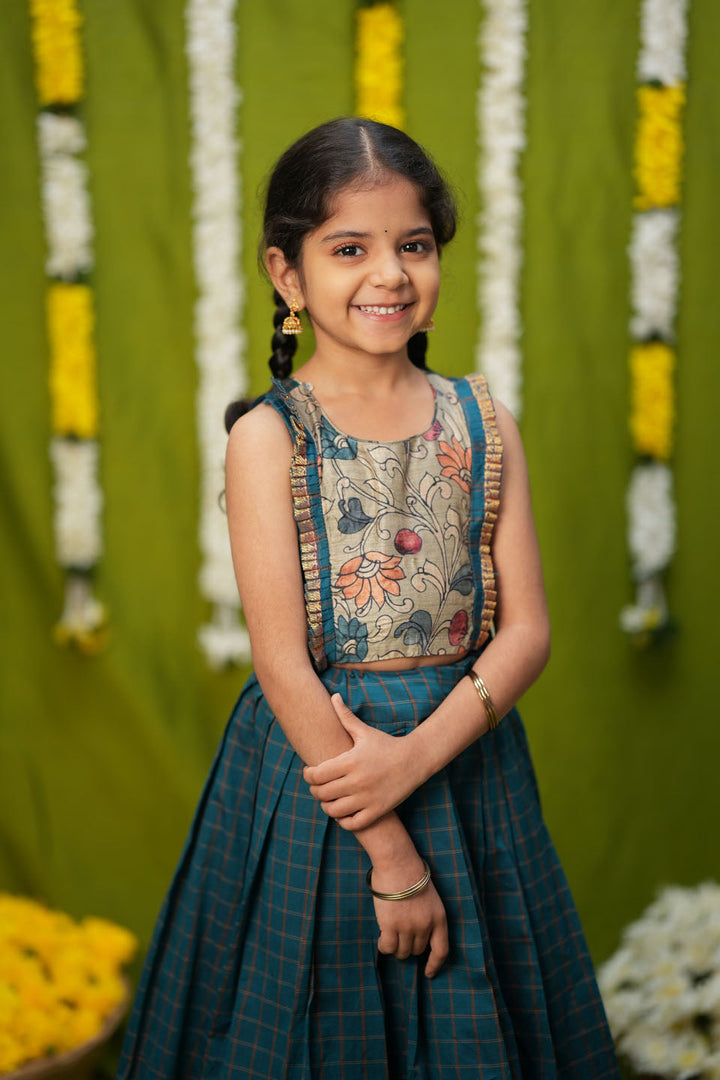 Akshara Teal Blue Lehenga Mini | Made to Order | SHOBITAM