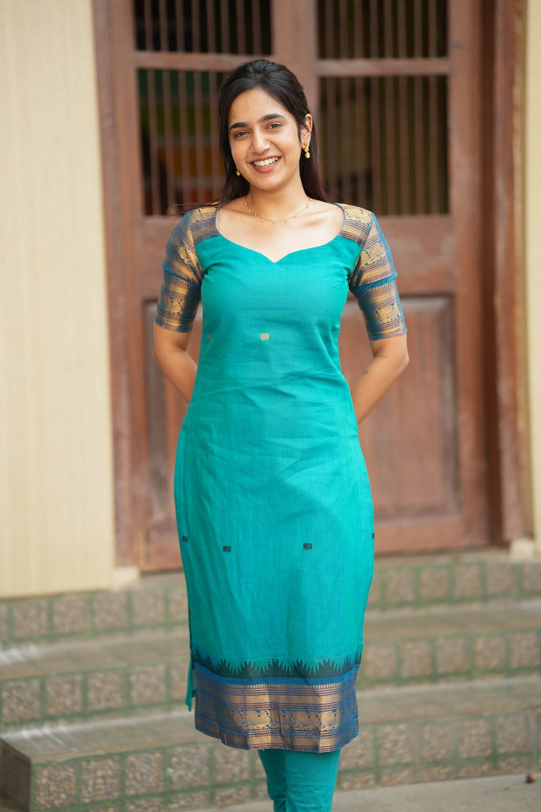 Madhuri Blue Kurti Set (Set of 2) | Made to Order | SHOBITAM