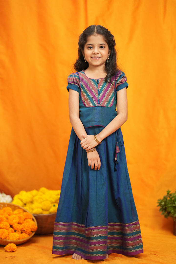 Yashika Teal Handloom Cotton Mini | SHOBITAM