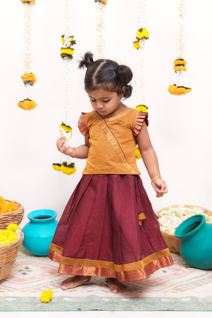 Shanmathi Maroon & Mustard Mini | Made To Order