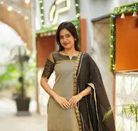 Radhi Grey Kurti and Dupatta (set of 2)