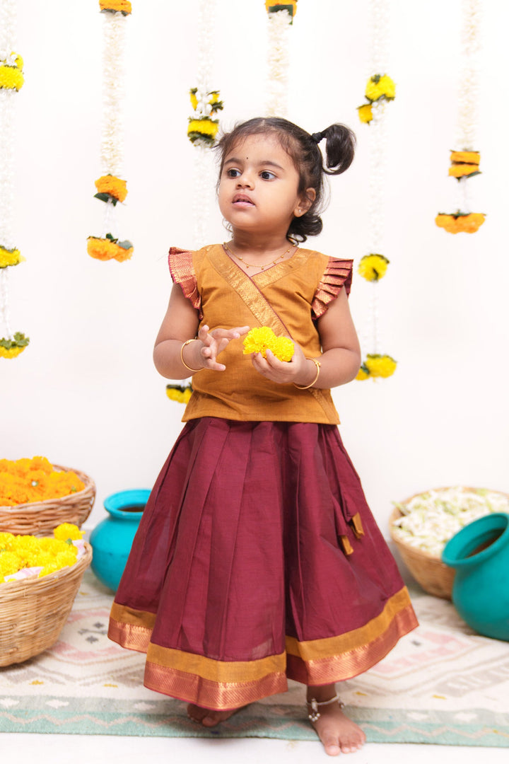 Shanmathi Maroon & Mustard Mini | Made To Order