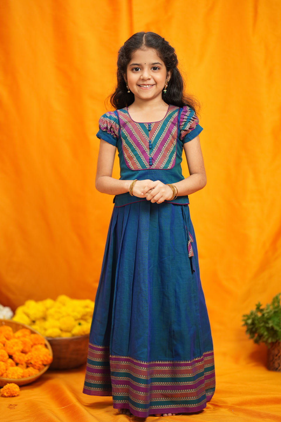 Yashika Teal Handloom Cotton Mini | Made to Order | SHOBITAM