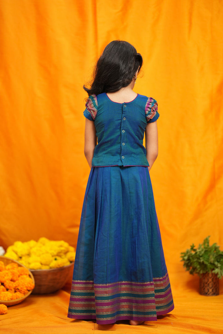 Yashika Teal Handloom Cotton Mini | Made to Order | SHOBITAM