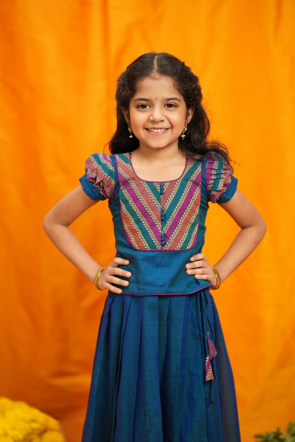 Yashika Teal Handloom Cotton Mini | SHOBITAM