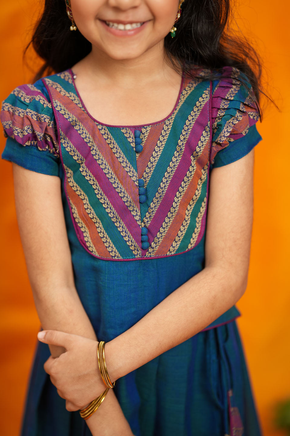 Yashika Teal Handloom Cotton Mini | Made to Order | SHOBITAM