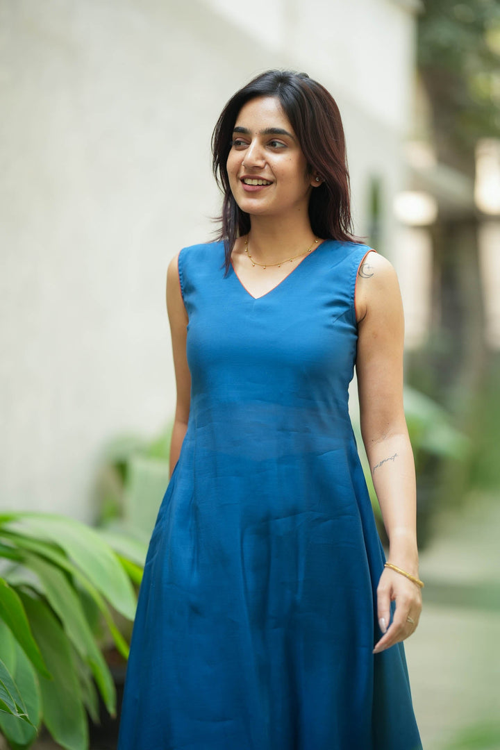 Nandhitha Teal Kurta Set ( Set of 2) | Made to Order | SHOBITAM