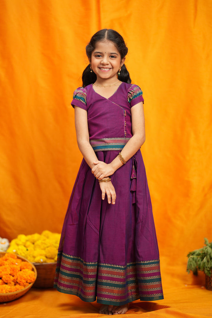 Vanika Magenta Handloom Kids Mini | Made to Order | SHOBITAM