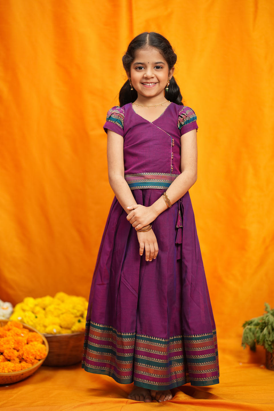 Vanika Magenta Handloom Kids Mini | Made to Order | SHOBITAM