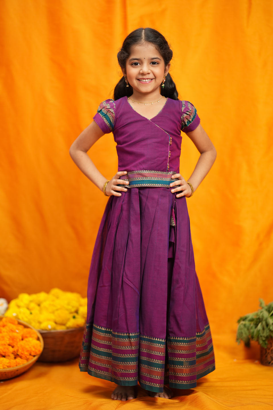 Vanika Magenta Handloom Kids Mini | Made to Order | SHOBITAM