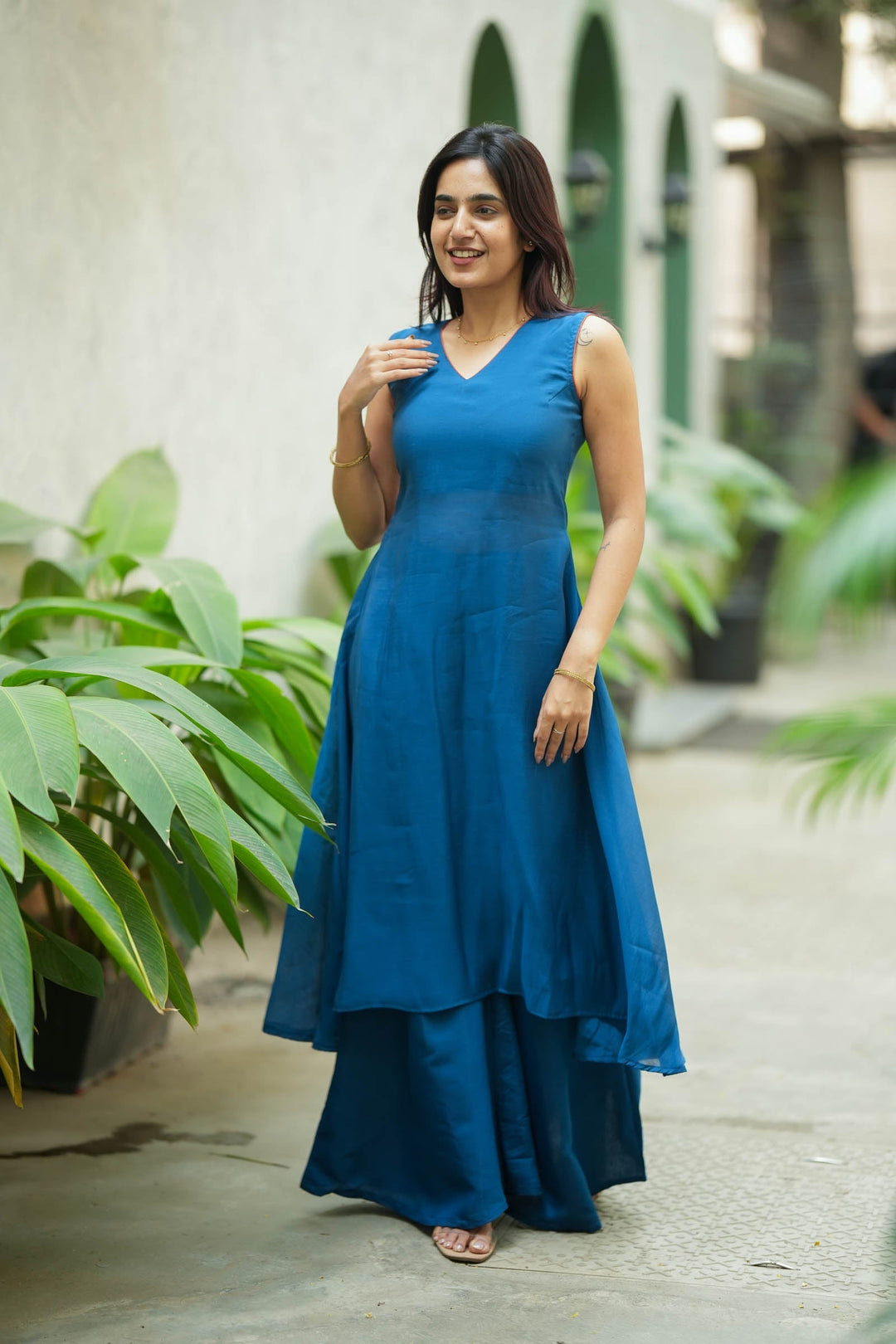Nandhitha Teal Kurta Set ( Set of 2) | Made to Order | SHOBITAM