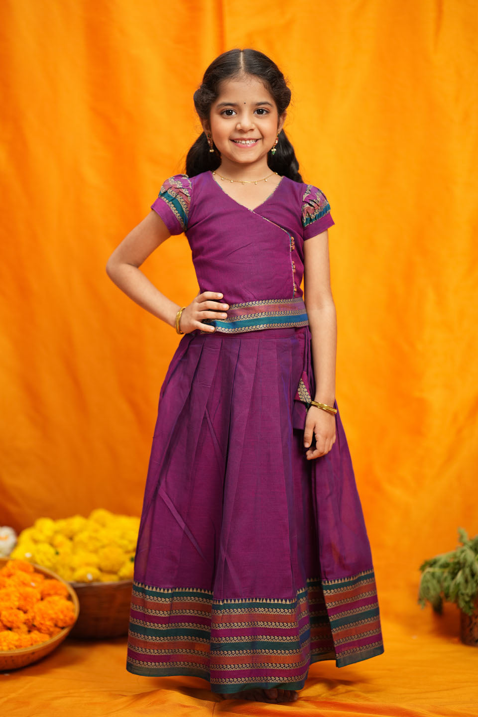 Vanika Magenta Handloom Kids Mini | Made to Order | SHOBITAM