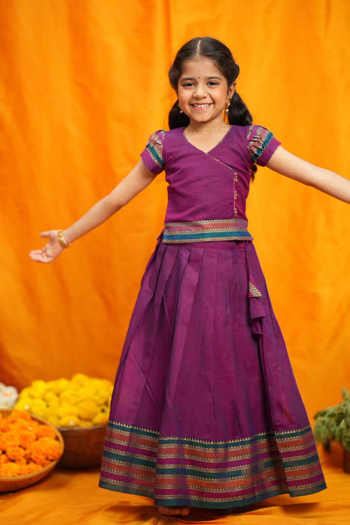 Vanika Magenta Handloom Kids Mini | Made to Order | SHOBITAM