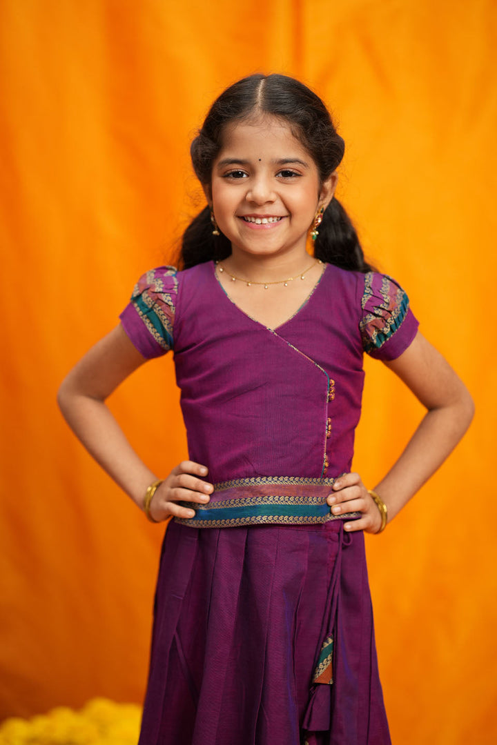 Vanika Magenta Handloom Kids Mini | Made to Order | SHOBITAM