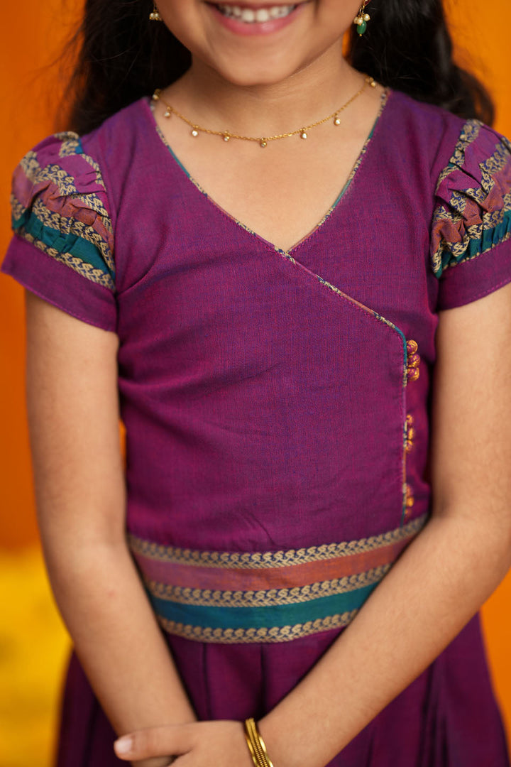 Vanika Magenta Handloom Kids Mini | Made to Order | SHOBITAM
