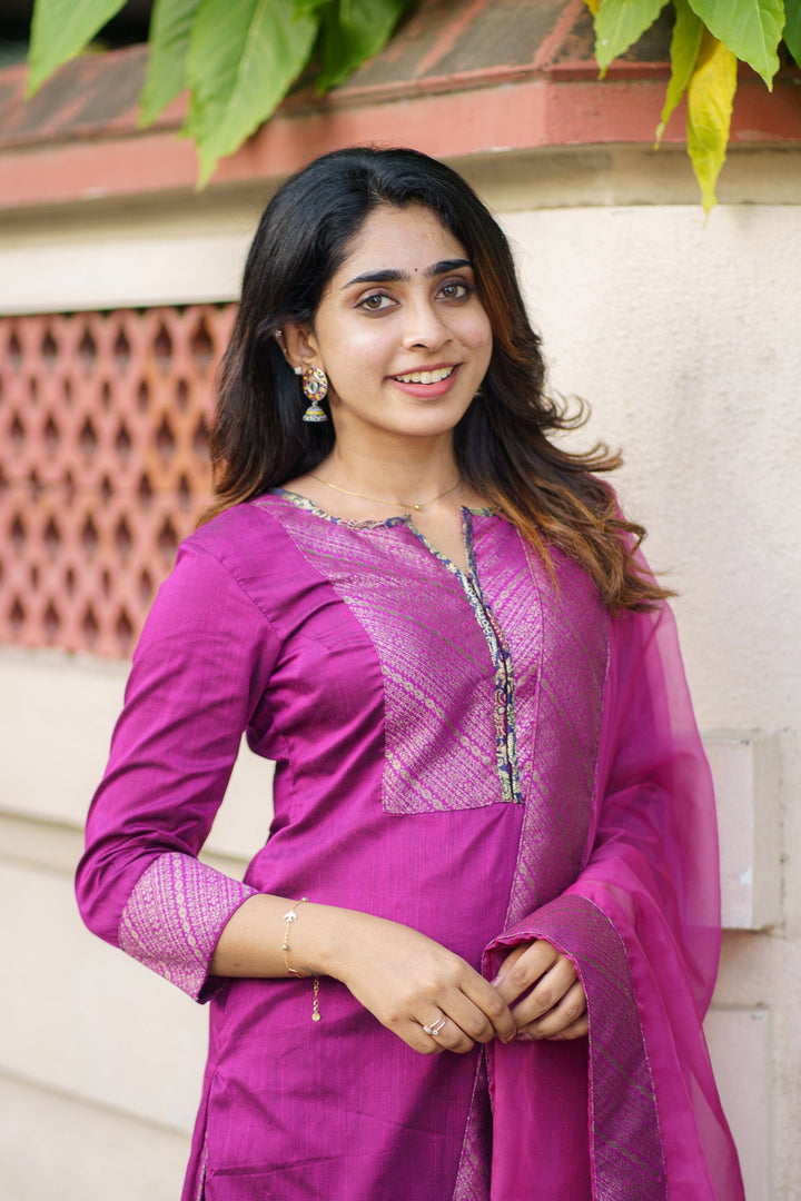 Mithra Magenta Kurti Set | Made To Order