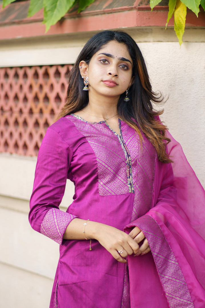 Mithra Magenta Kurti Set | Made To Order