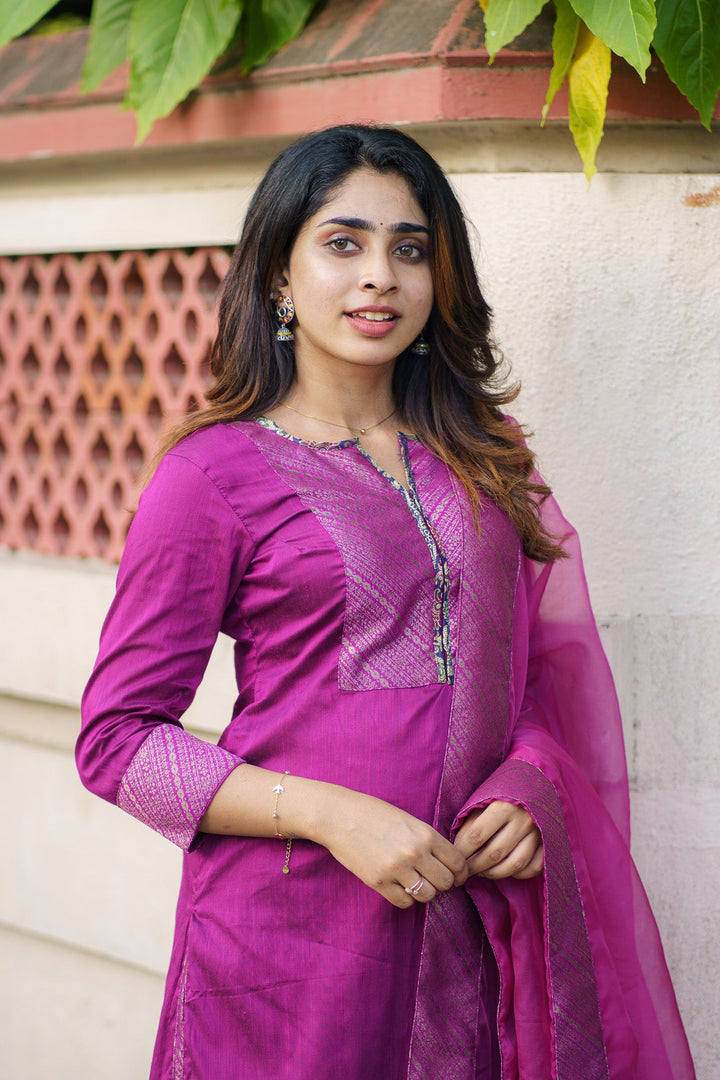 Mithra Magenta Kurti Set | Made To Order