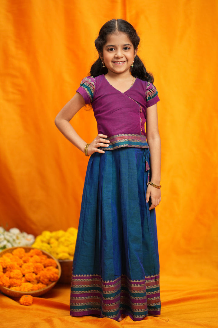 Vanika Magenta with Teal Handloom Kids Mini | Made to Order | SHOBITAM