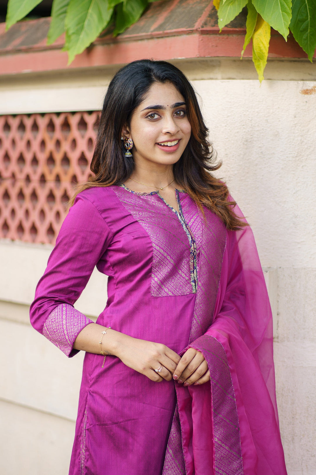 Mithra Magenta Kurti Set | Made To Order