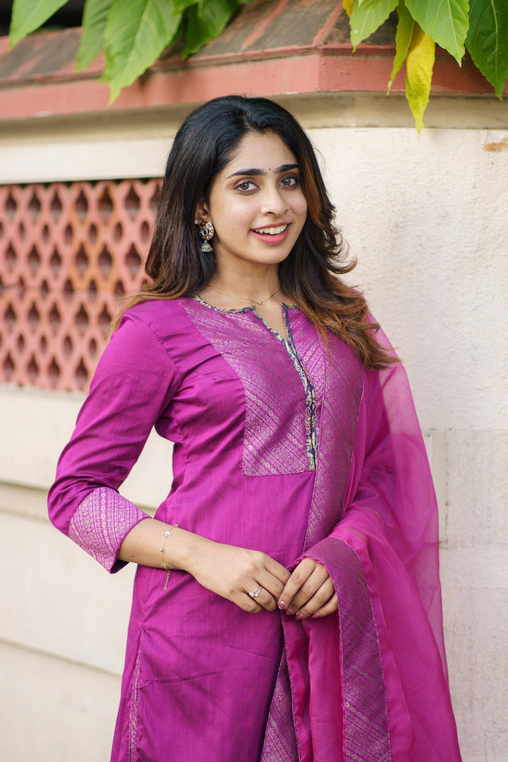 Mithra Magenta Kurti Set | Made To Order