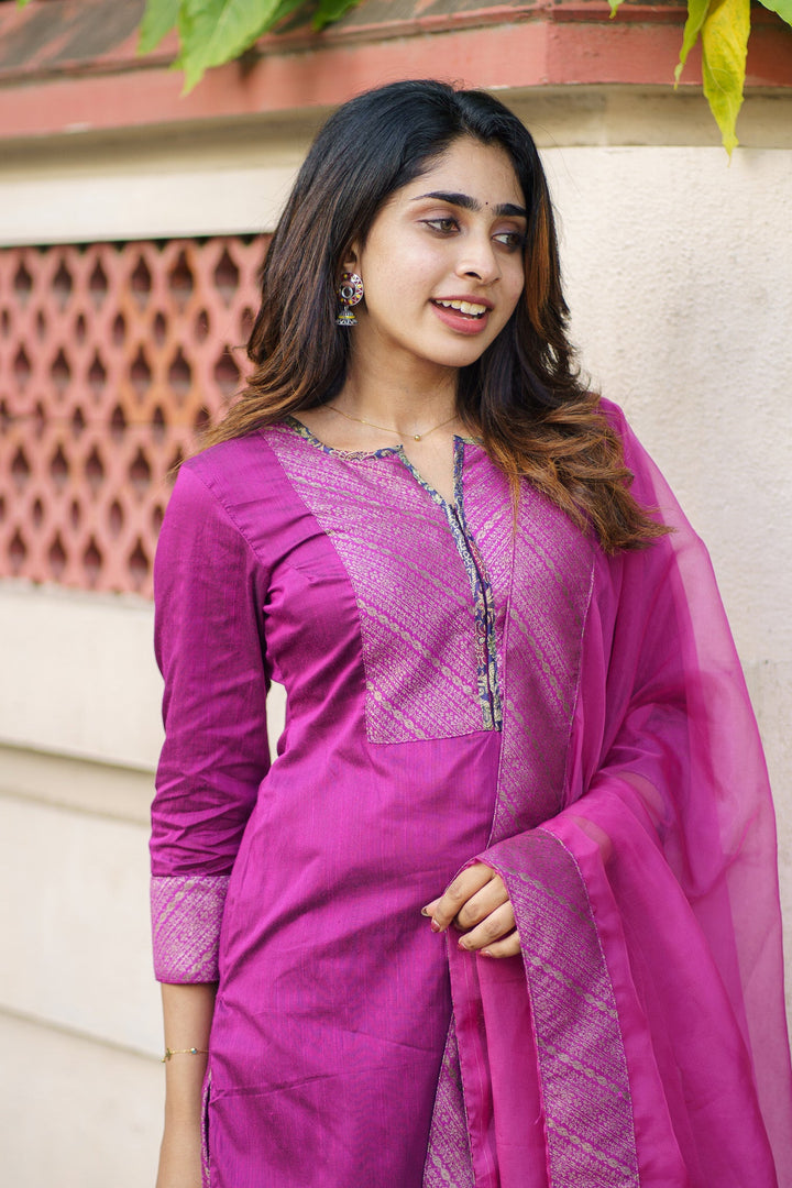 Mithra Magenta Kurti Set | Made To Order