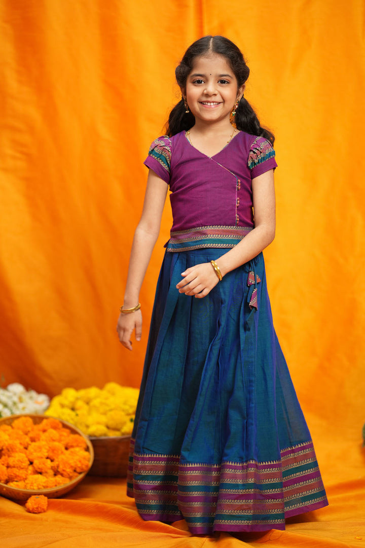 Vanika Magenta with Teal Handloom Kids Mini | Made to Order | SHOBITAM