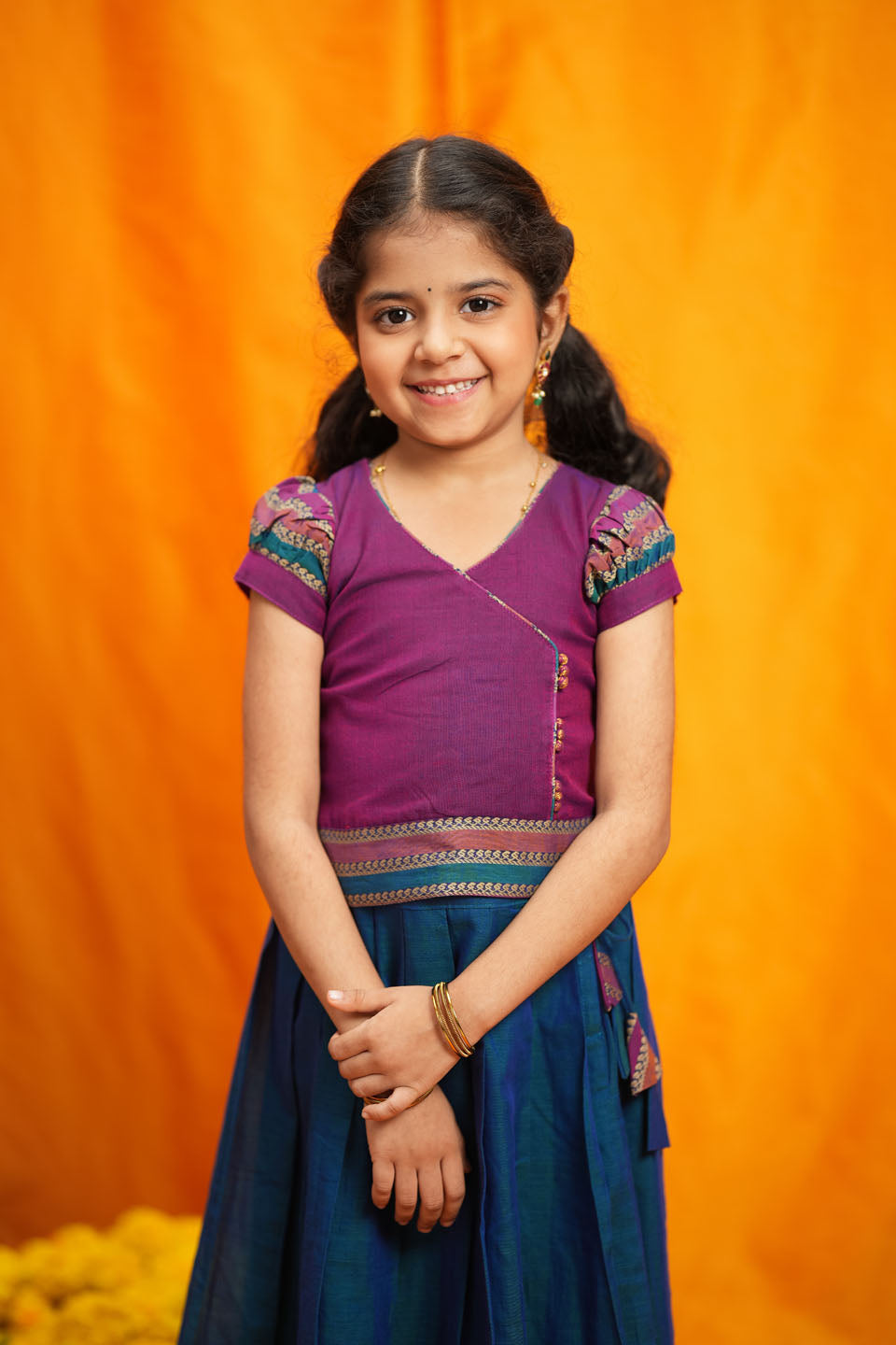 Vanika Magenta with Teal Handloom Kids Mini | Made to Order | SHOBITAM
