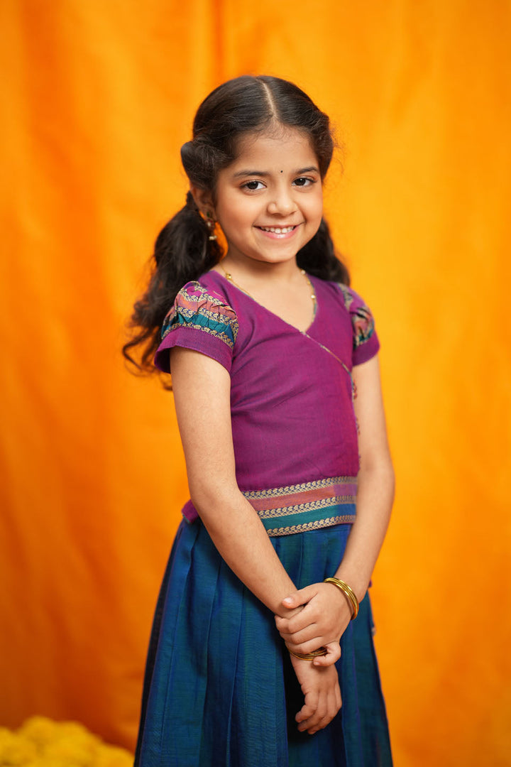 Vanika Magenta with Teal Handloom Kids Mini | Made to Order | SHOBITAM