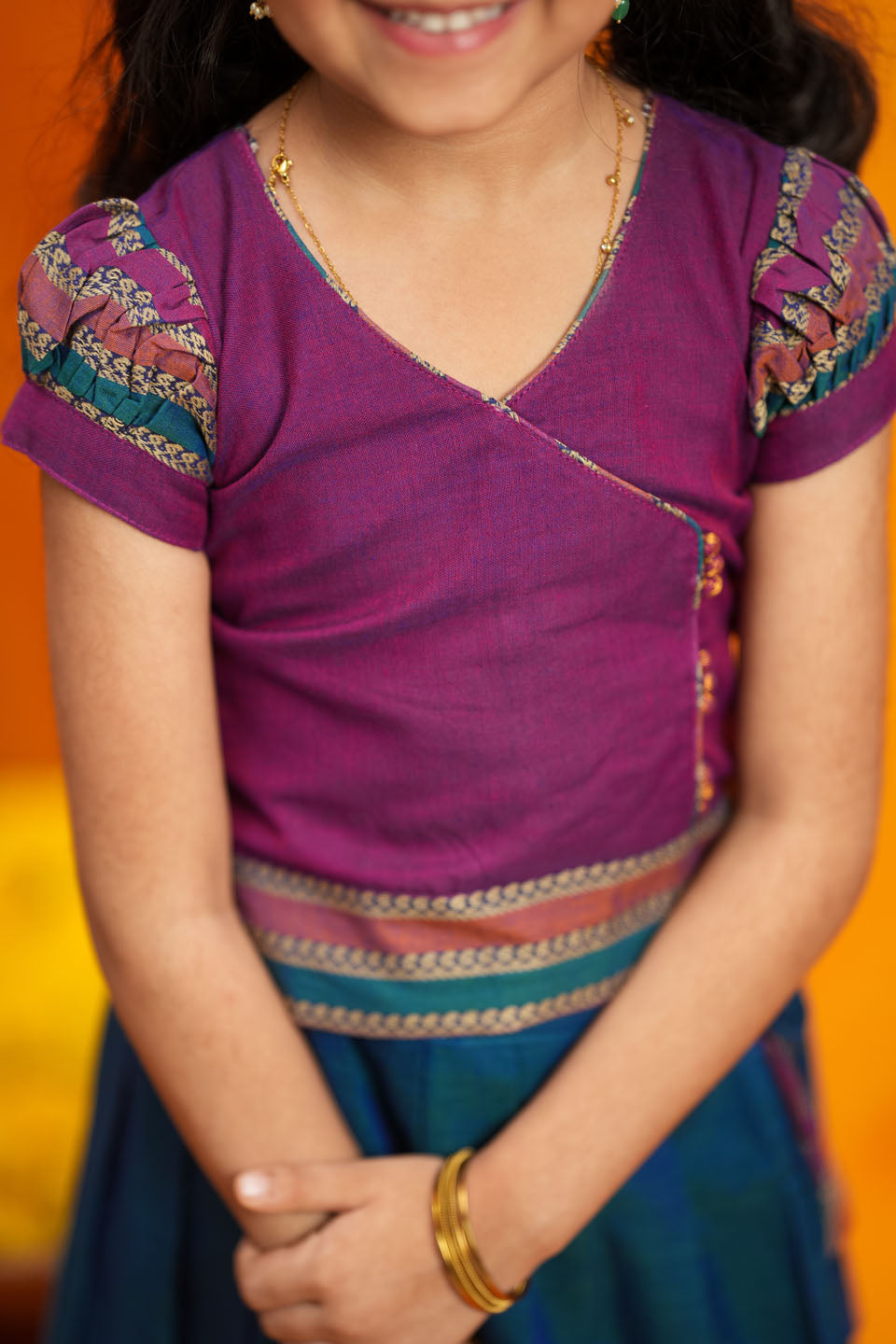 Vanika Magenta with Teal Handloom Kids Mini | Made to Order | SHOBITAM