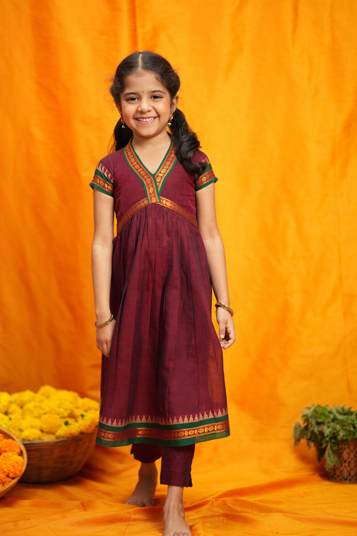 Avanti Maroon Kids Anarkali Mini | Made to Order | SHOBITAM
