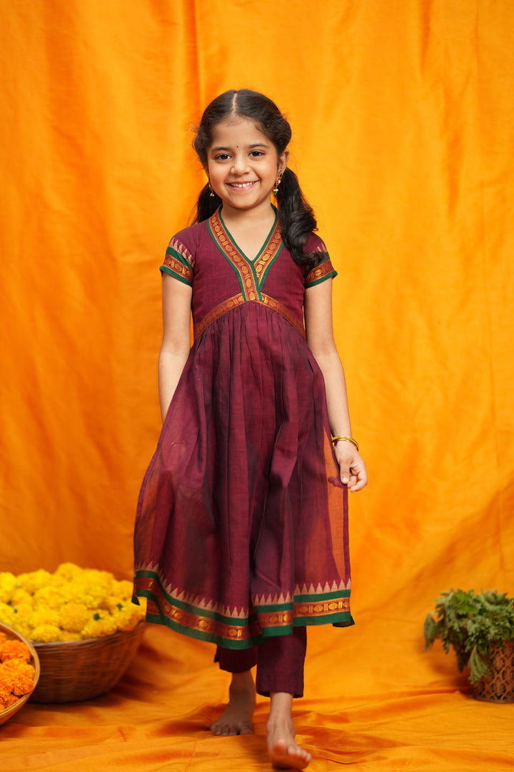 Avanti Maroon Kids Anarkali Mini | Made to Order | SHOBITAM