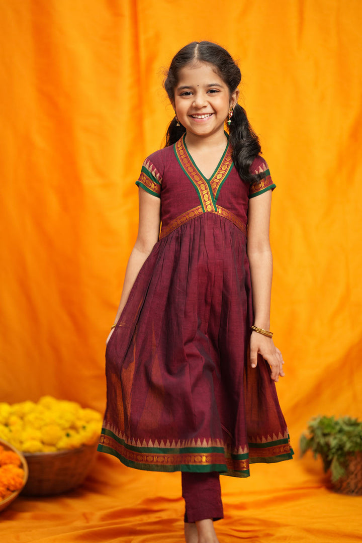 Avanti Maroon Kids Anarkali Mini | Made to Order | SHOBITAM