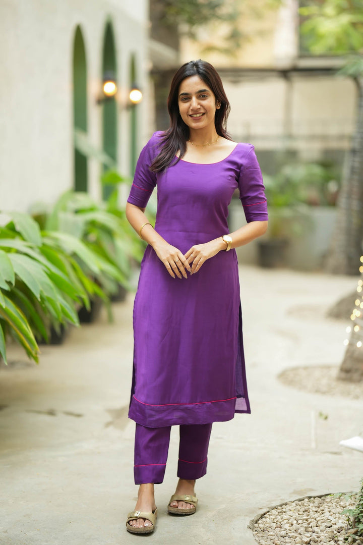 Raha Violet Kurti Set (Set of 2) | Made to Order | SHOBITAM