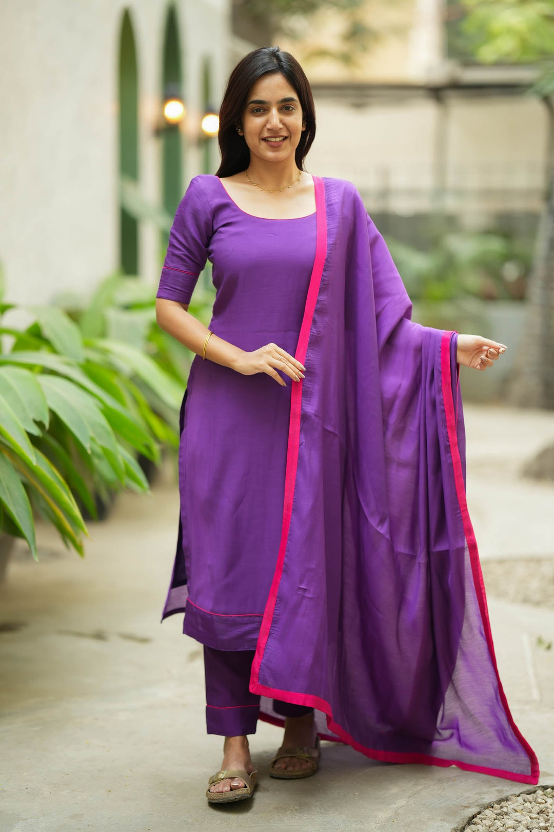 Raha Violet Kurti Set with Dupatta (Set of 3)| Made to Order | SHOBITAM