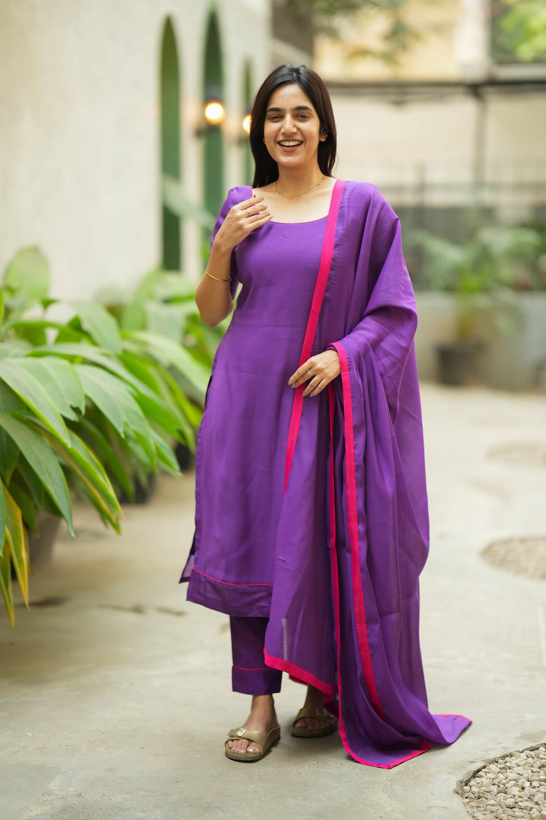 Raha Violet Kurti Set with Dupatta (Set of 3)| Made to Order | SHOBITAM