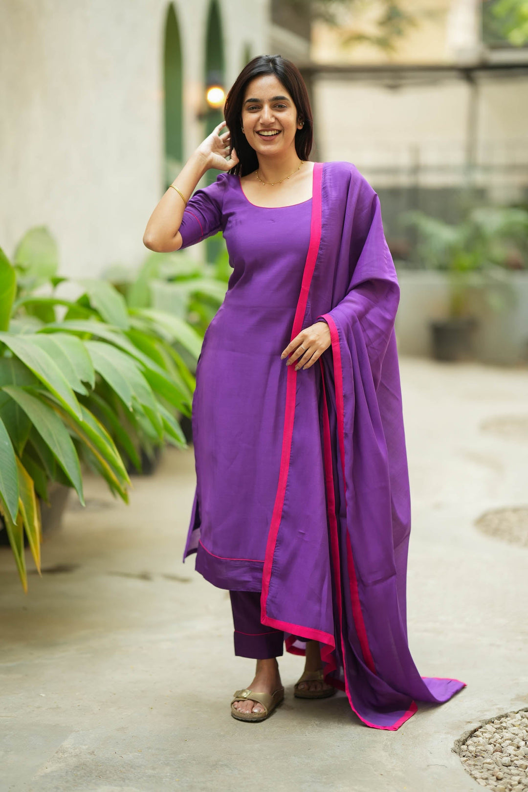 Raha Violet Kurti Set with Dupatta (Set of 3)| Made to Order | SHOBITAM