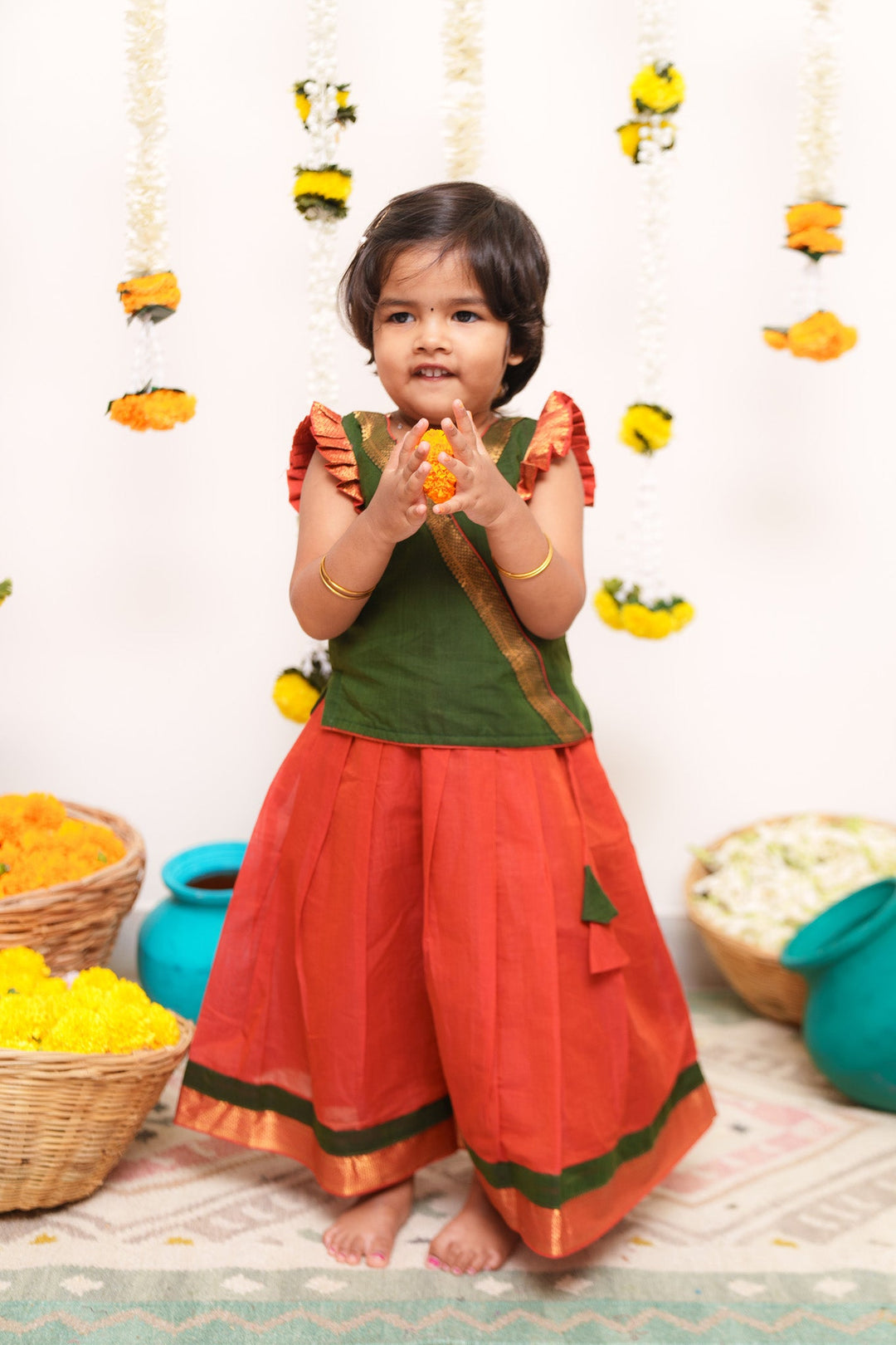 Shanmathi Orange & Green Mini | Made To Order