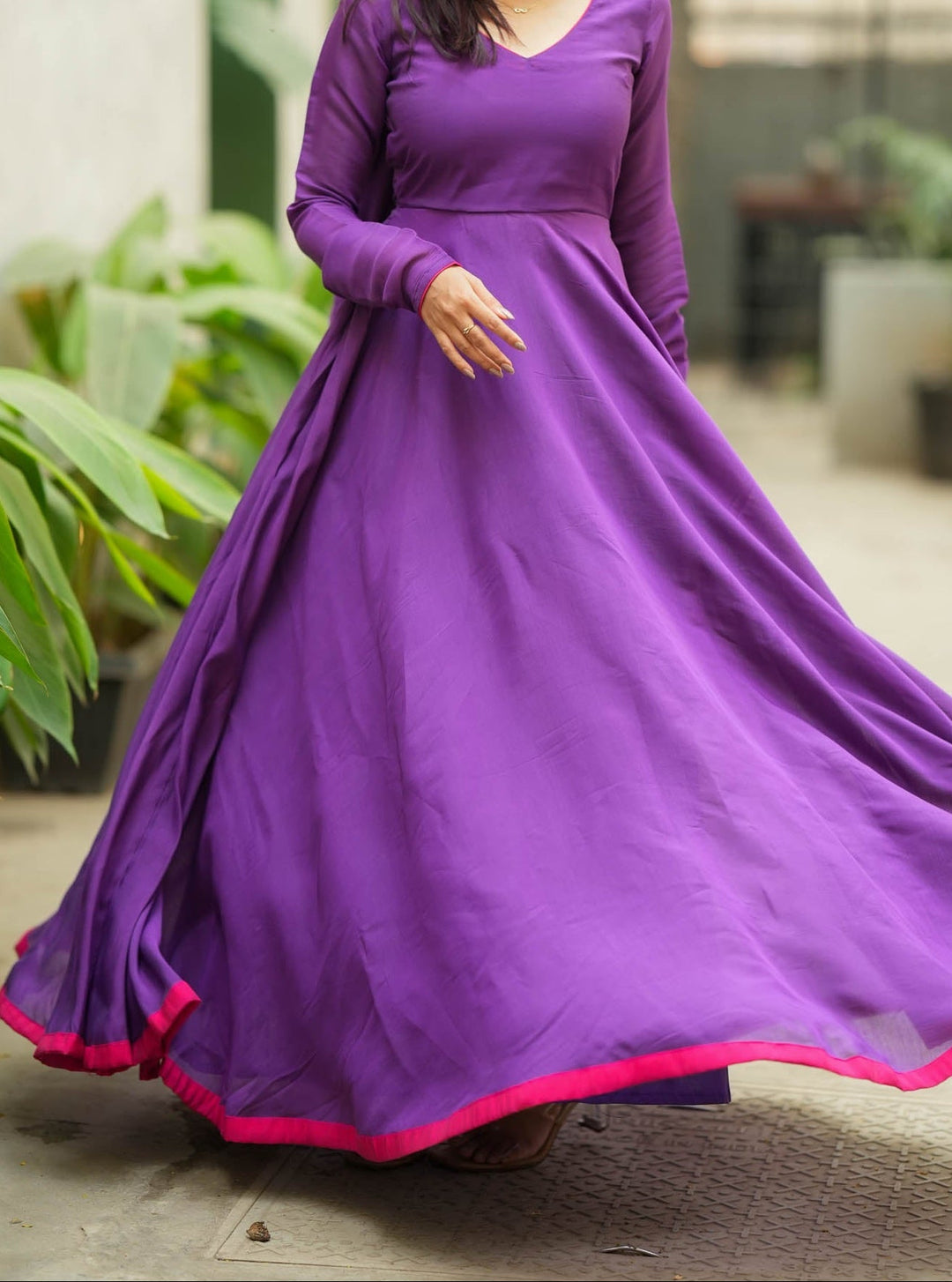 Raha Violet Anarkali Dress | Made To Order | SHOBITAM
