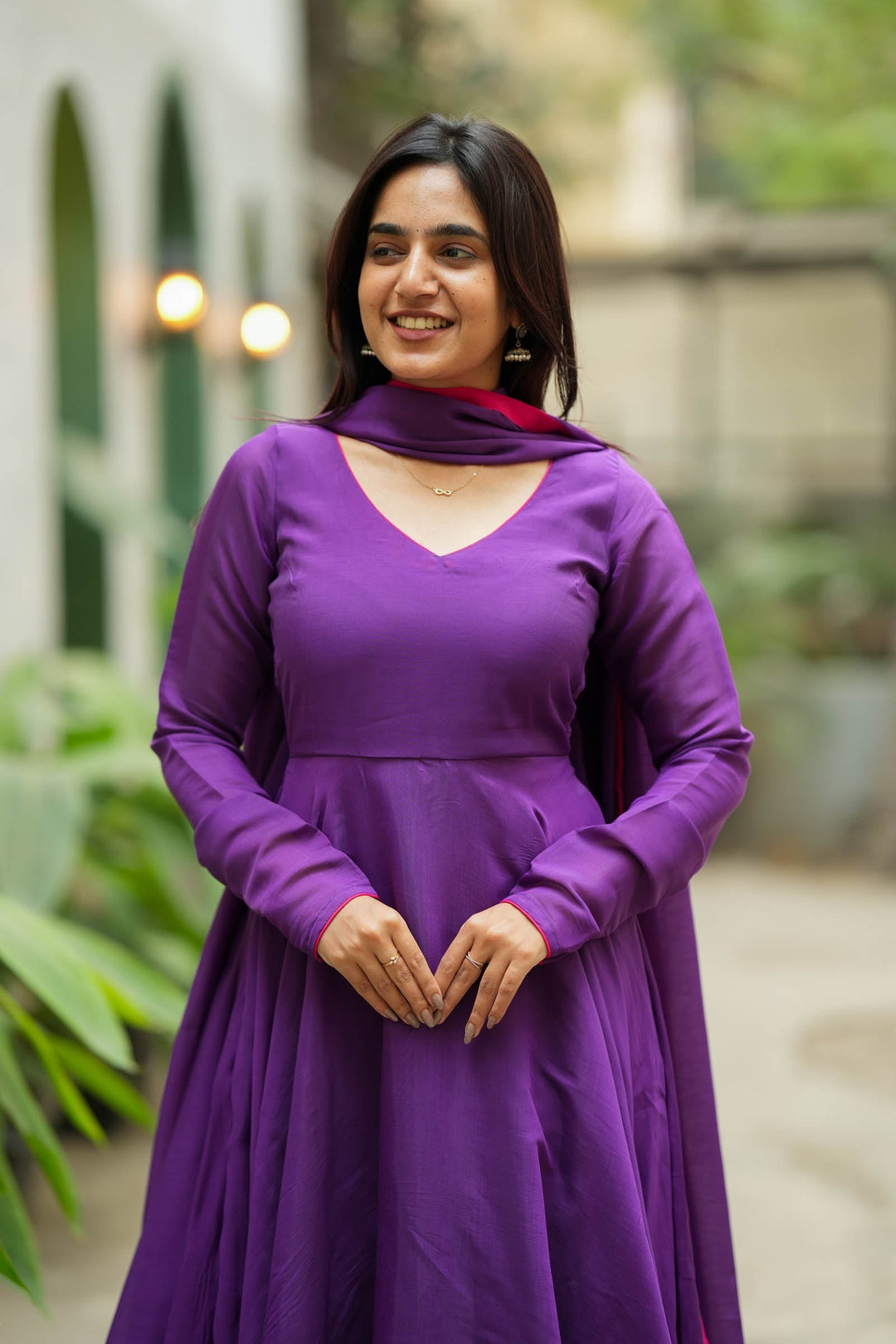 Raha Violet Anarkali Dress (Set of 2)| Made to Order | SHOBITAM
