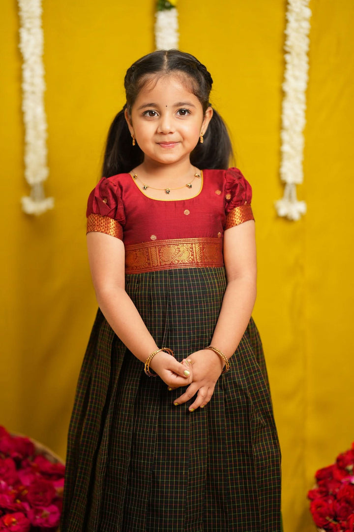 Daksha Black Checks Frock Mini | SHOBITAM
