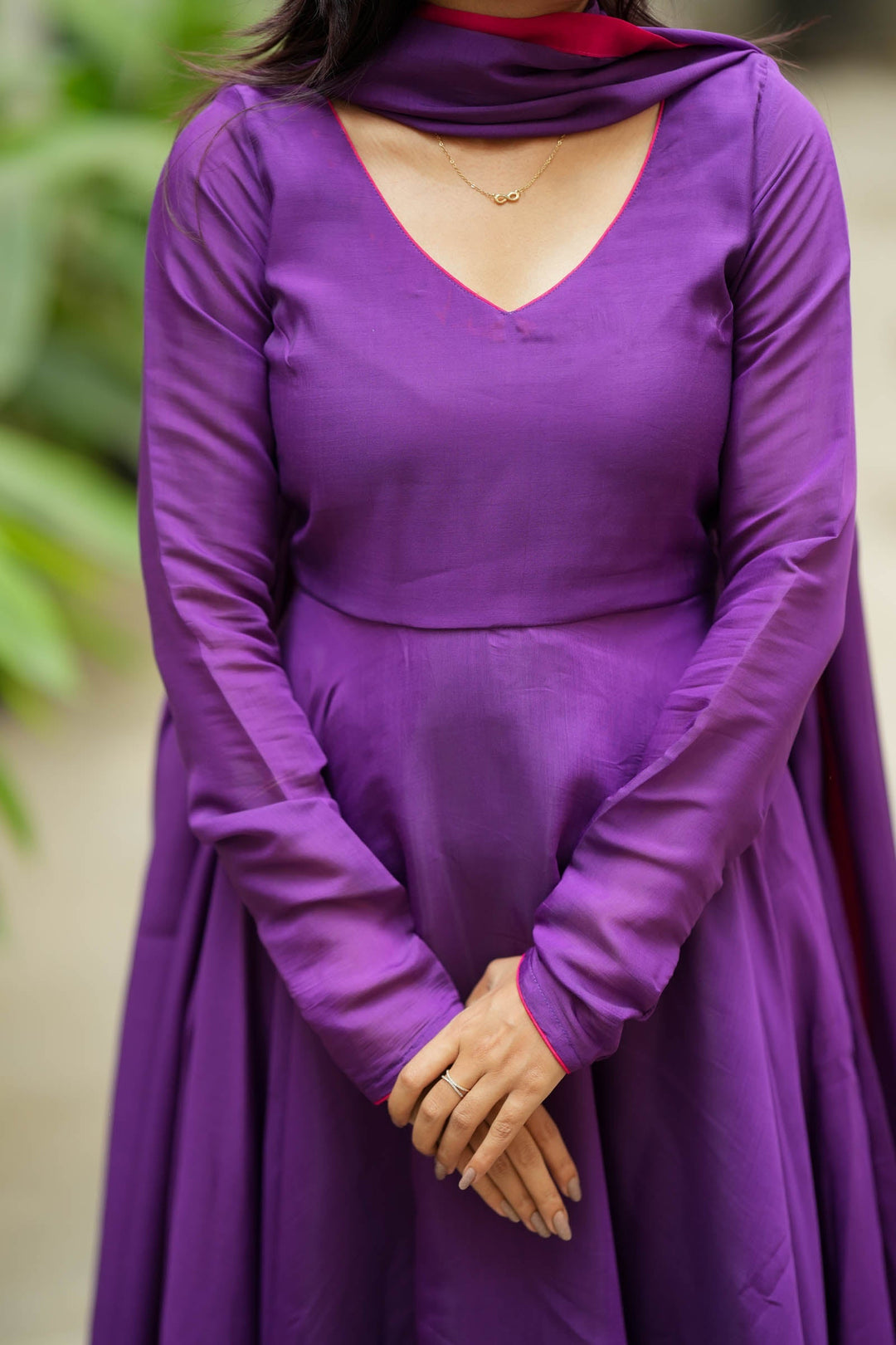 Raha Violet Anarkali Dress (Set of 2)| Made to Order | SHOBITAM