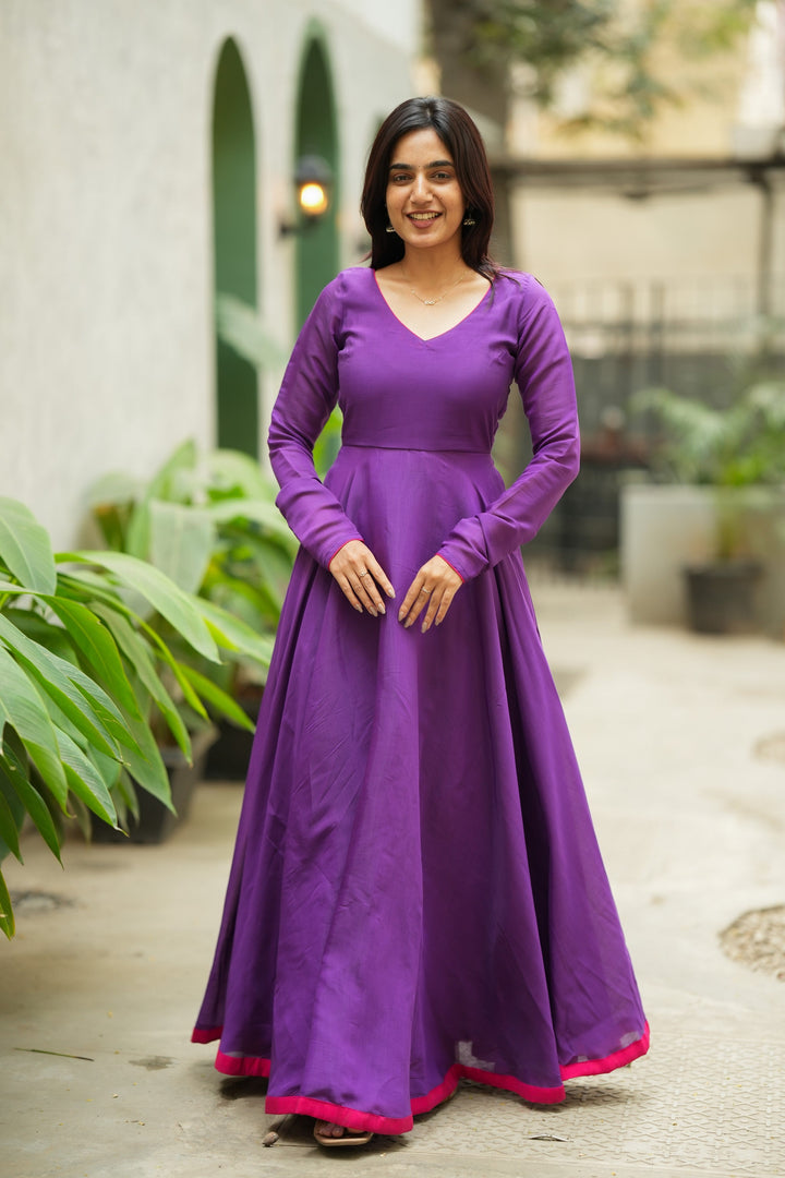 Raha Violet Anarkali Dress  | Made To Order