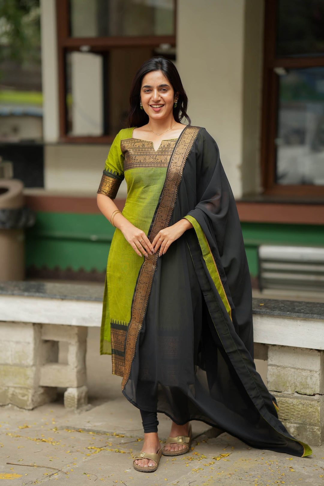 Prisha Olive Green Kurti Set (Set of 2) | SHOBITAM