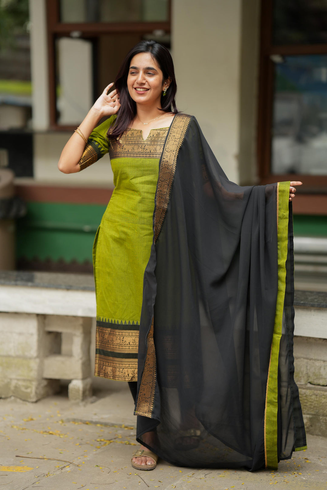 Prisha Olive Green Kurti and dupatta Set  (Set of 2)