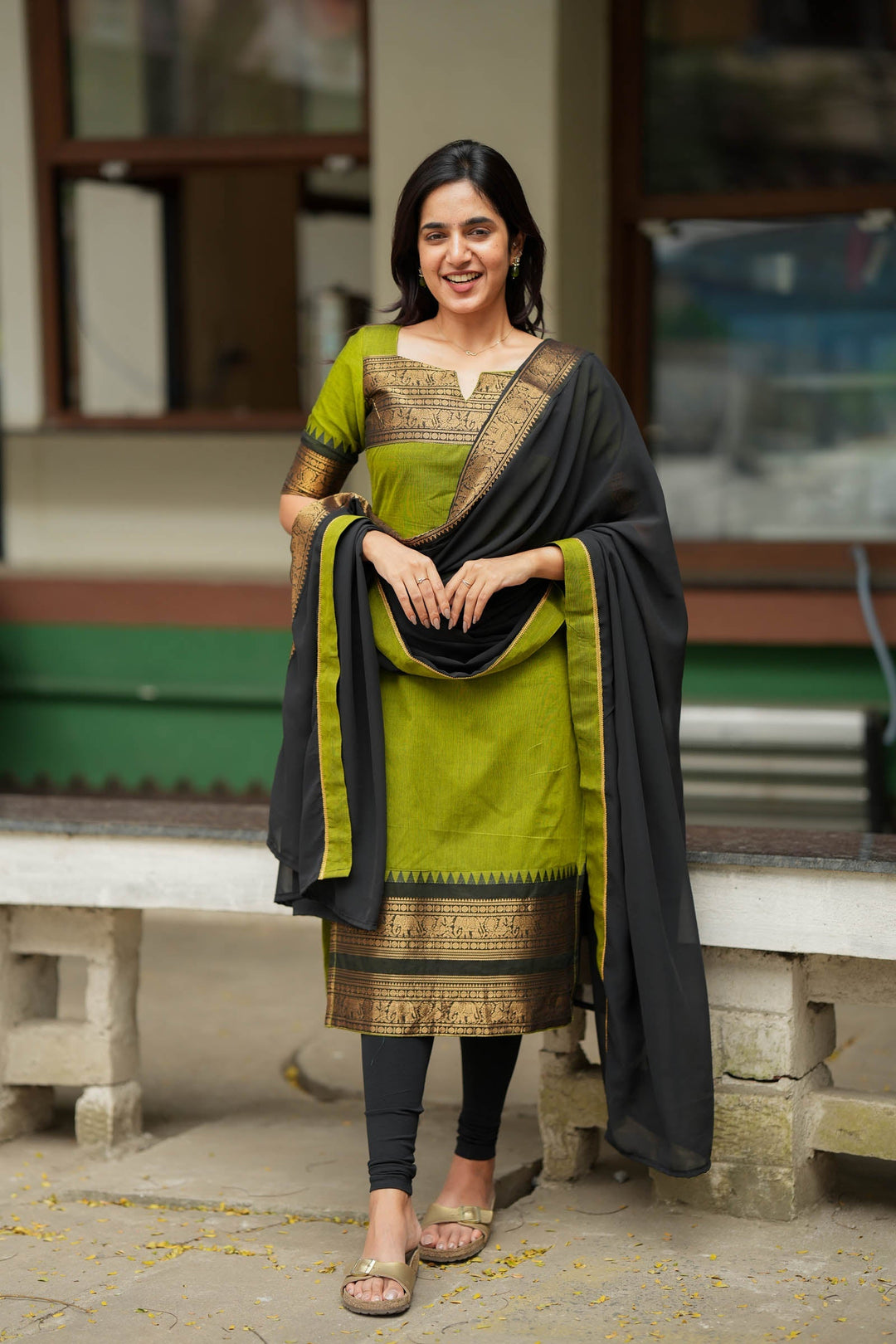 Prisha Olive Green Kurti Set (Set of 2) | SHOBITAM
