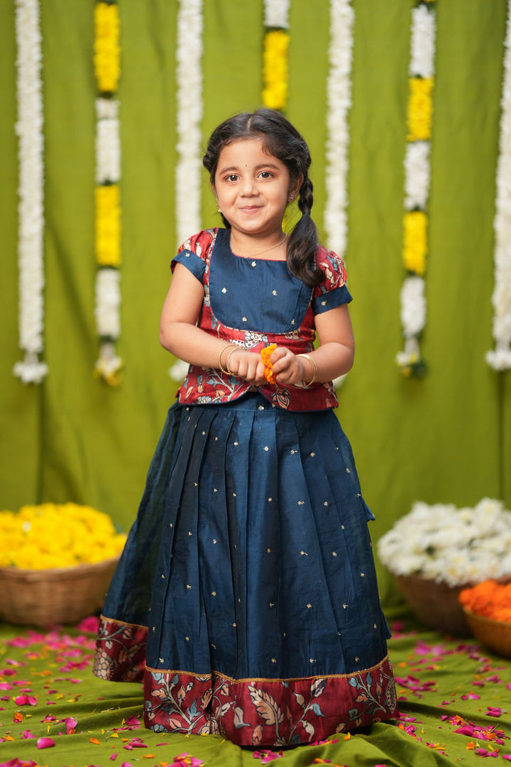 Darshini Teal Peplum Top & Skirt Mini | Made to Order | SHOBITAM